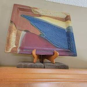 lot 179 image: Vintage One-of-A-Kind Hand-Built Ceramic Platter Signed by the Artist