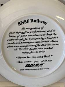 lot 70 image: Limited Edition BNSF Plate
