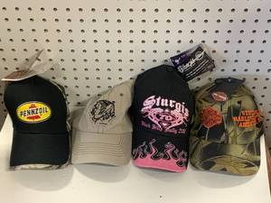 lot 102 image: Harley, Sturgis, UND Fighting Sioux & Pennzoil Hats