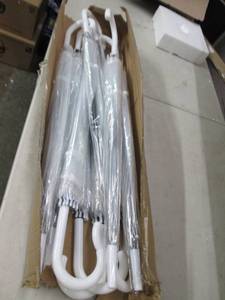 box of 10 clear umbrellas, open box...