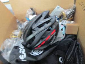 box of bike helmets and other bike ...
