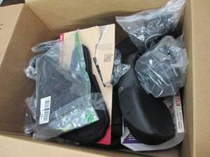 box of bike seats, bike phone holde...