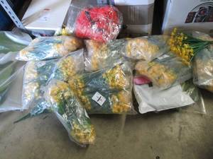 box of fake flowers ...