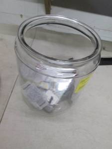 glass jar with some misc in it ...