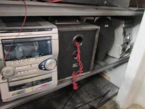 shelf of radios, speakers shelving ...