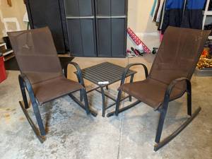Outdoor Racking Chairs and Table