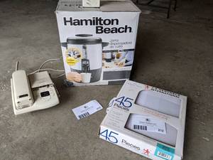 Hamiliton Beach 40 Cup Brew Station, Sony PhoneAnswering Machine, Set of 45 Flatware
