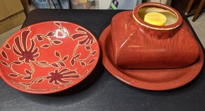 4 Piece Cranberry Ceramic Set