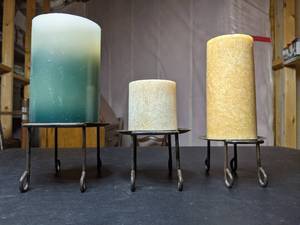 3 Beautiful Candles and Candle Holders