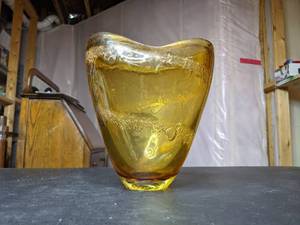 Beautiful Amber Hand-Blown Glass Vase