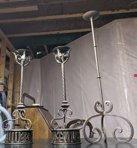 Beautiful Gothic Metal Candlestick Trio