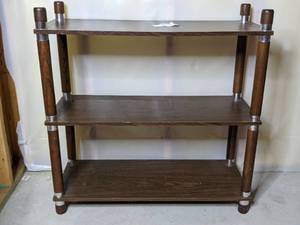 Vintage Wooden and Brass Shelf