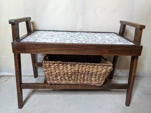 Vintage Coffee Table with Storage Basket