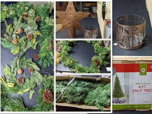 6 Ft Christmas Tree, Garland, Wreath and More