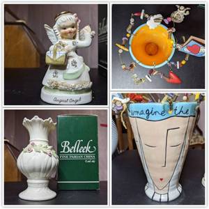 Vintage Porcelain Vases and Figurine- Belleek, Silvetsri and Napco