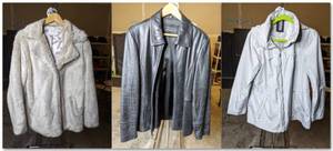 Jones New York Leather Jacket, A New Day Faux Fur and Details Raincoat-Womens Size Large