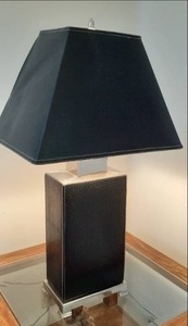 Stunning Leather-Shell Lamp with Matching Shade&nbsp