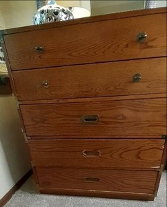 Tall Vintage Wooden 5-Drawer Dresser&nbsp