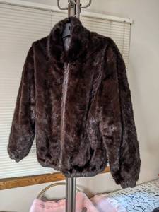 Warm Reversible LeatherMink Large Bomber Jacket&nbsp