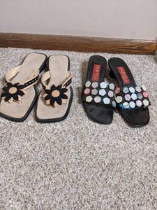 Set of (2) Pairs of Womens Slip-On Sandals Size 8
