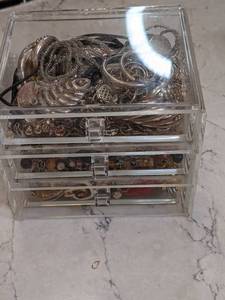 Cute 3-Drawer Jewelry Holder FULL of Everything Jewelry Sterling Silver and More&nbsp