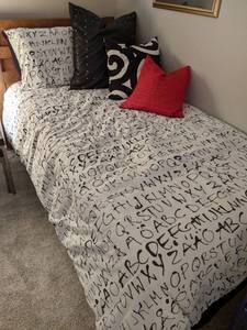Complete Bed With Bedding, Pillows, Headboard, Etc.