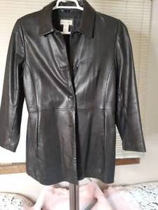 Large Black Merona Leather Coat&nbsp