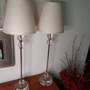 Set of (2) Vintage Dimmable Table Lamps with Shades&nbsp