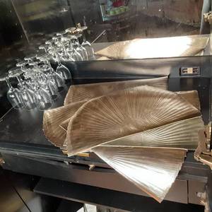 Beautiful Set of (12) Wine Glasses and (6) Gold Placemats&nbsp