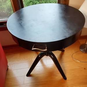Beautiful 27 Round Wood Side Table with Drawer