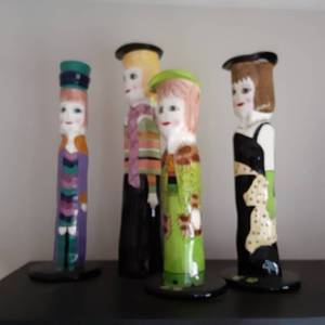 GANZ Collectible Set of (4) 12 Ceramic People Candle Holders