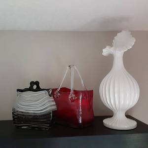 Set of (2) Blown Glass Purses and Other Home Decor&nbsp