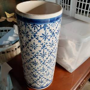 Intricate Ceramic Blue and White Decorative Vase&nbsp