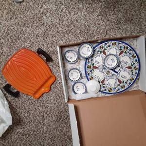 Gorgeous Serving Set and Enameled Griddle&nbsp