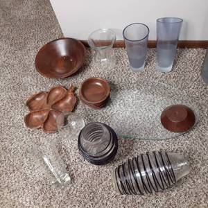 Assorted Serving Ware and Home Decor Vases, Wood, Etc.&nbsp