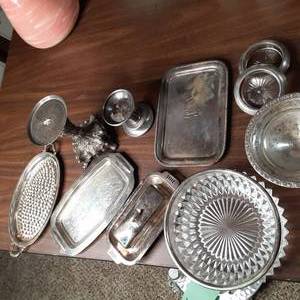Assortment of Silver-Plated and Other Serving Ware&nbsp