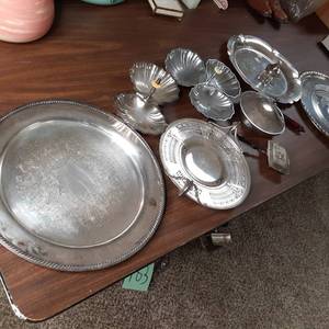 Assortment of Silver-Plated and Other Serving Ware&nbsp
