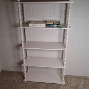 Sturdy White Bookshelf  Storage Shelf and (3) Books&nbsp