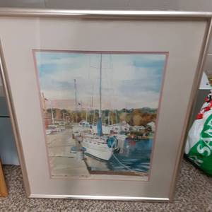 Gorgeous 1991 Austin Miller Framed and Matted Sailboat Print&nbsp