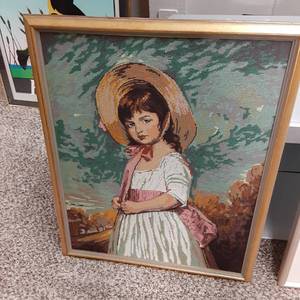 Beautifully Hand Embroidered Young Girl in Frame&nbsp