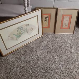 Set of (3) Framed and Matted Original Oriental Wall Art&nbsp