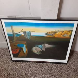 Beautiful Framed and Matted Melting Clocks Art Work&nbsp