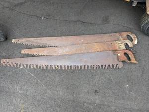 lot 60 image: Set of (3) Vintage One-Man Crosscut Saws