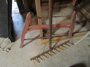 Vintage Buck Saw & Wooden Rake