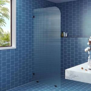 Glass Warehouse 34 in. x 78 in. x .375 in. Fixed Frameless Fixed Glass Panel Fluted Frosted. GW-FL-RAD-34-L.