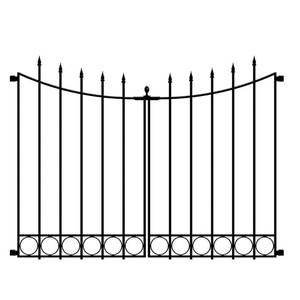 Hampton Bay Beaumont 3.75 ft. x 3.33 ft. Black Steel Decorative Fence Gate, 860169 - Broken Finial.