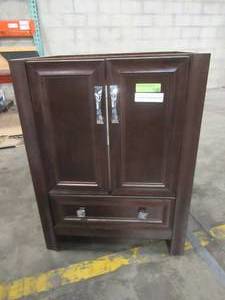 Glacier Bay Candlesby 24.5 in. W x 18.75 in. D x 34.13 in. H Vanity Cabinet in Cognac, CD24P2-CG - No Top - Some handle damage.