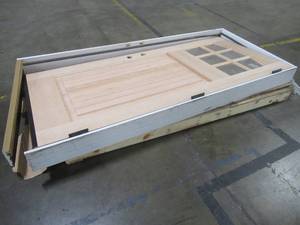 36 x 80 Exterior Wood Door, Unfinished, Double Bore, 14 lite, 2 Panel, LH Inswing - Jamb needs to be fixed.