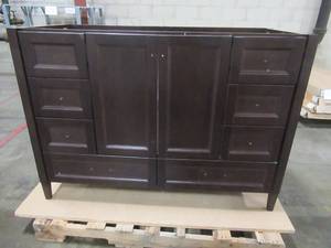 48 x 22 Vanity Cabinet in Espresso. - Damage on Bottom Back, No Top.