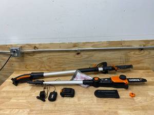 lot 64 image: WORX 20v Codless Pole Saw (damaged) with Battery and Charger